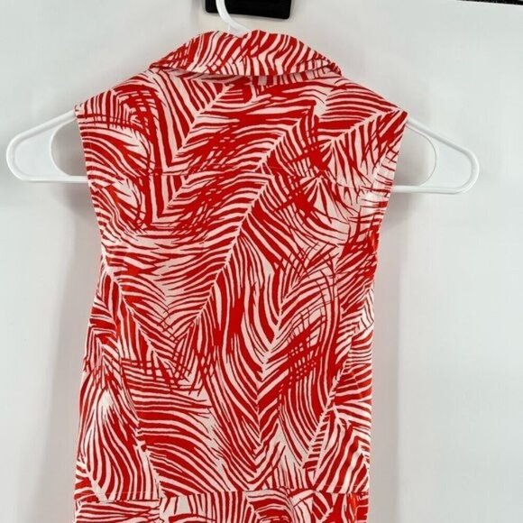 Talbots red white leafy belted dress 4P - Picture 5 of 10